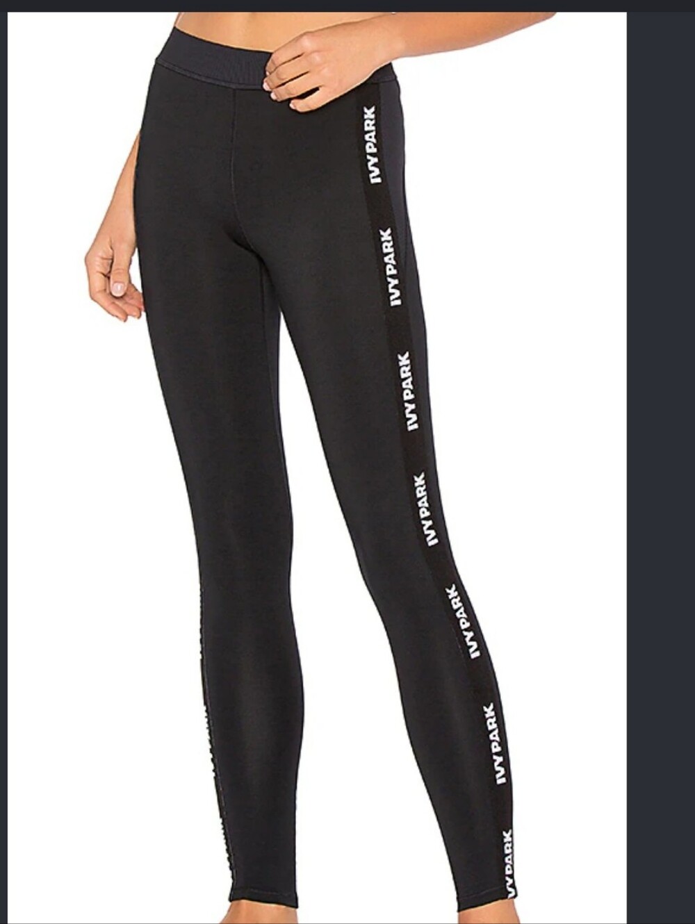 IVY PARK Black Leggings with White Logo Side Tape medium